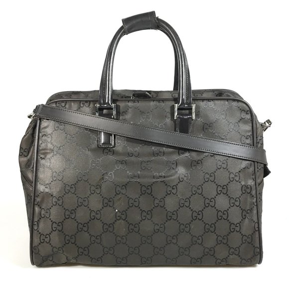 325174F V Gucci Shoulder Bag GG Boston Black Nylon - Picture 1 of 12